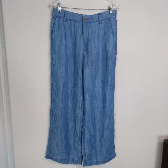 Land's End High Rise TENCEL Fiber Pleated Wide Leg Pants Size 10P NWT - Picture 3 of 10